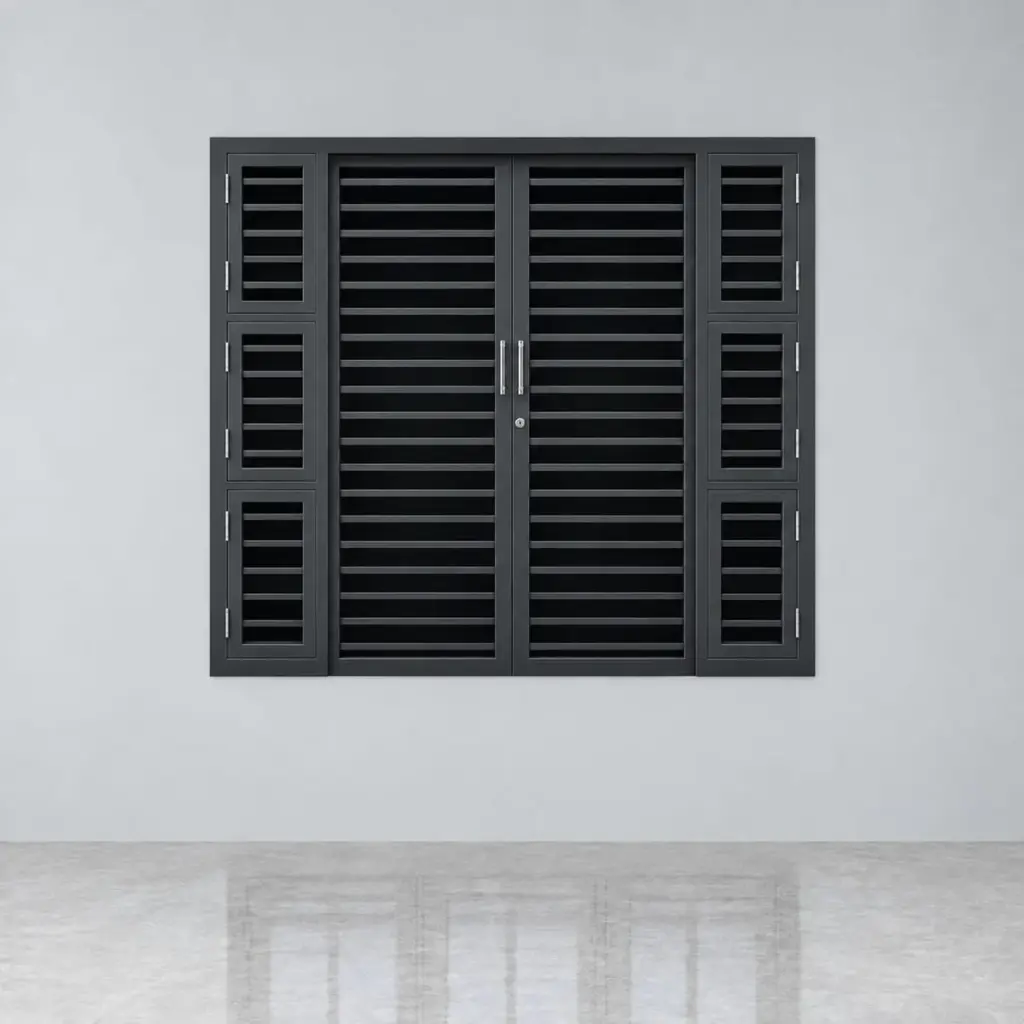 Louvred Steel Window — Black — SECURE steel steel window