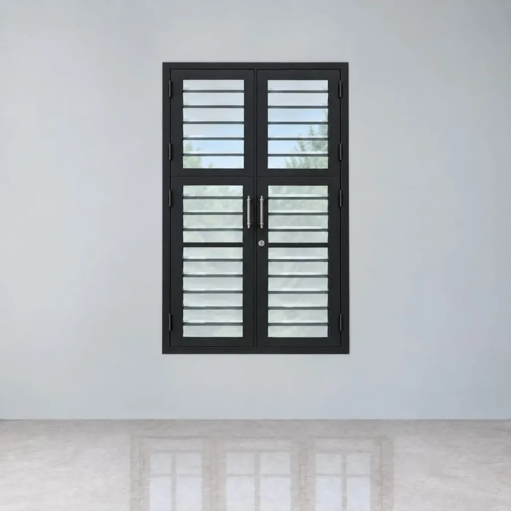 Glass-Louvre Steel Window — Black — SECURE steel steel window
